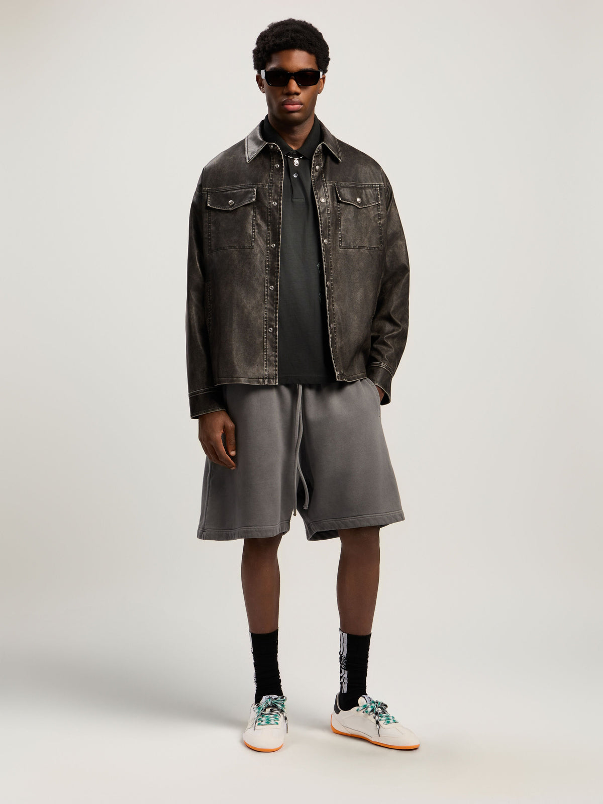 PALM ANGELS  DARK GREY - OFF WHITE PMCI019F25FLE001