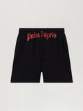 PALM ANGELS Waist Logo Sweatshorts BLACK RED PMCI019S26FLE001