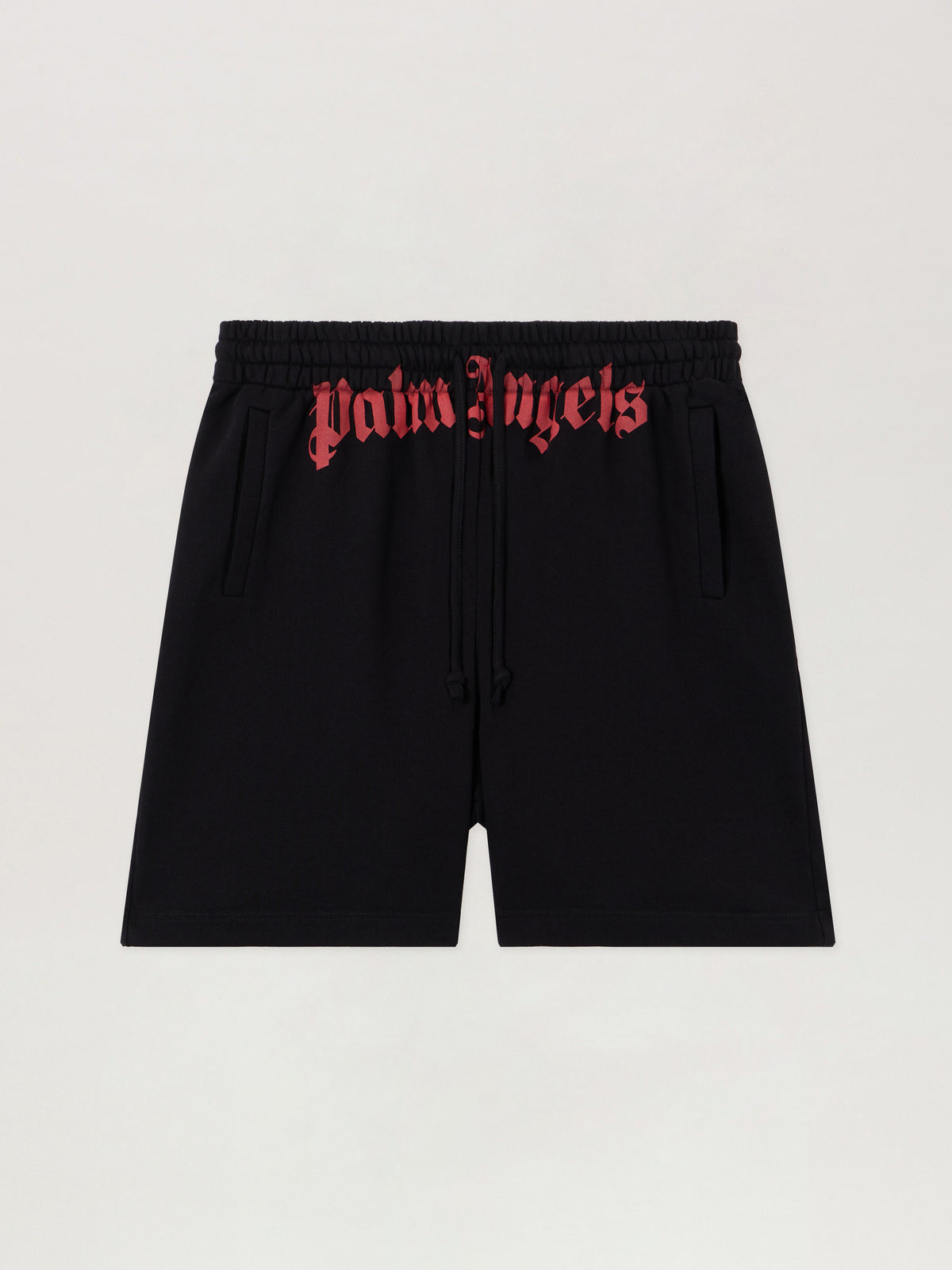 PALM ANGELS Waist Logo Sweatshorts BLACK RED PMCI019S26FLE001