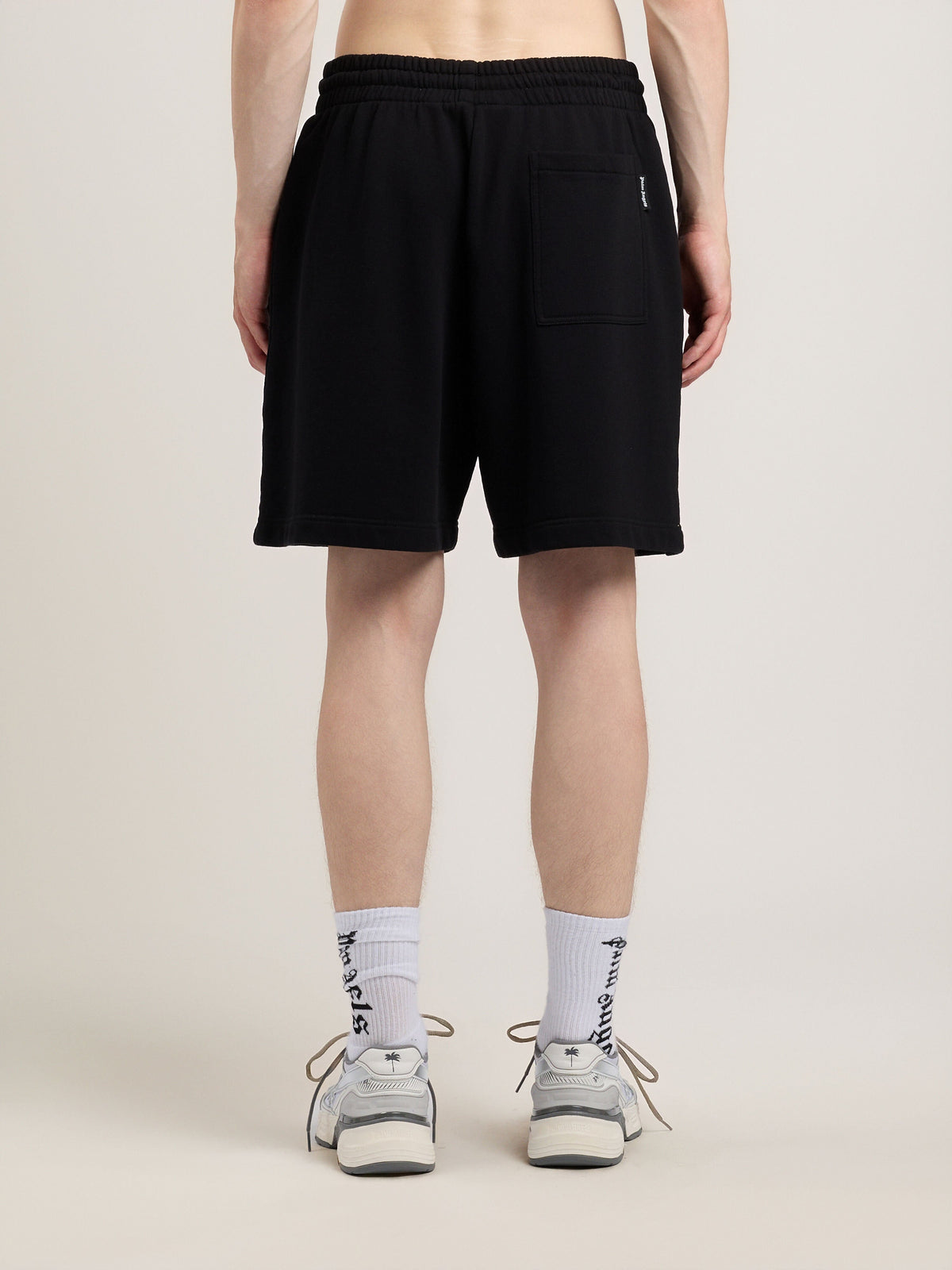 PALM ANGELS Waist Logo Sweatshorts BLACK RED PMCI019S26FLE001