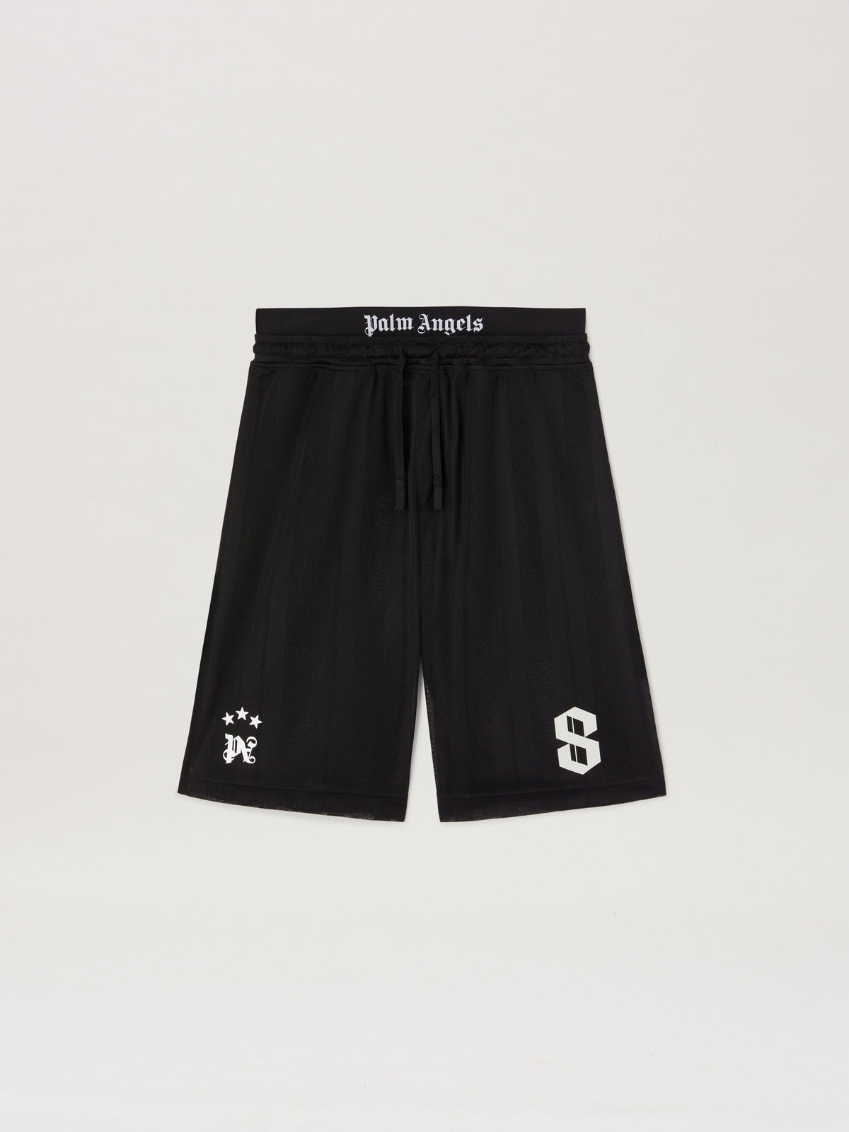 PALM ANGELS  PALM SPORT MESH SWEATSHORTS BLACK - OFF BLACK - OFF WHITE PMCI022S25FAB002