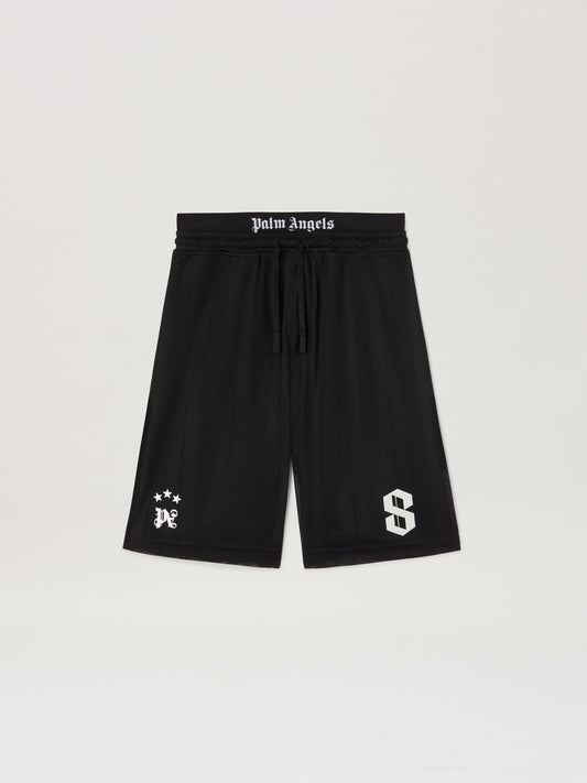 PALM ANGELS  PALM SPORT MESH SWEATSHORTS BLACK - OFF BLACK - OFF WHITE PMCI022S25FAB002