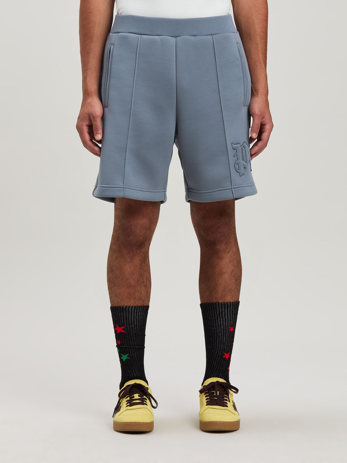 PALM ANGELS  MONOGRAM NEOPRENE SHORTS GREY - GREY PMCI024S25FAB001