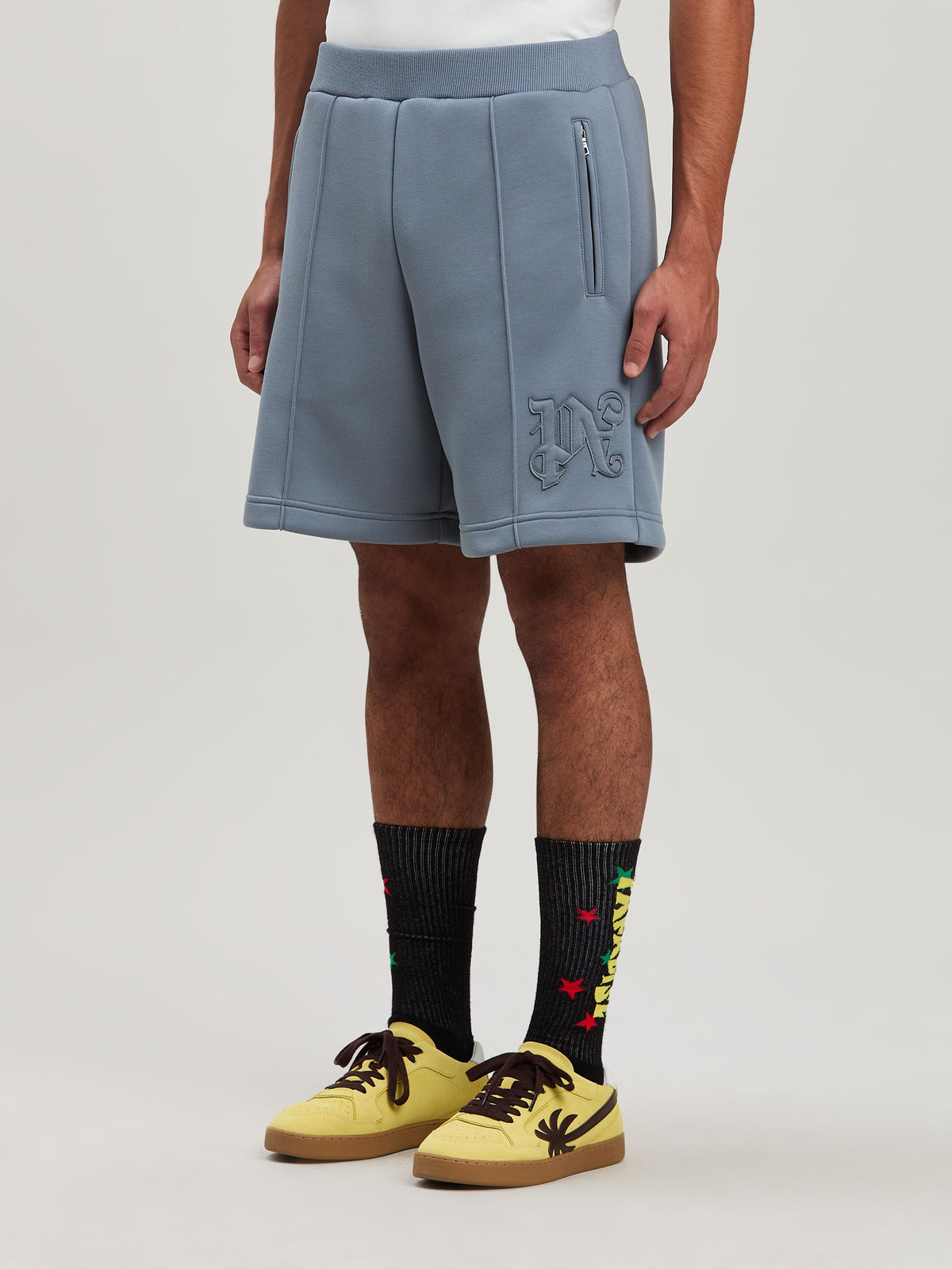 PALM ANGELS  MONOGRAM NEOPRENE SHORTS GREY - GREY PMCI024S25FAB001
