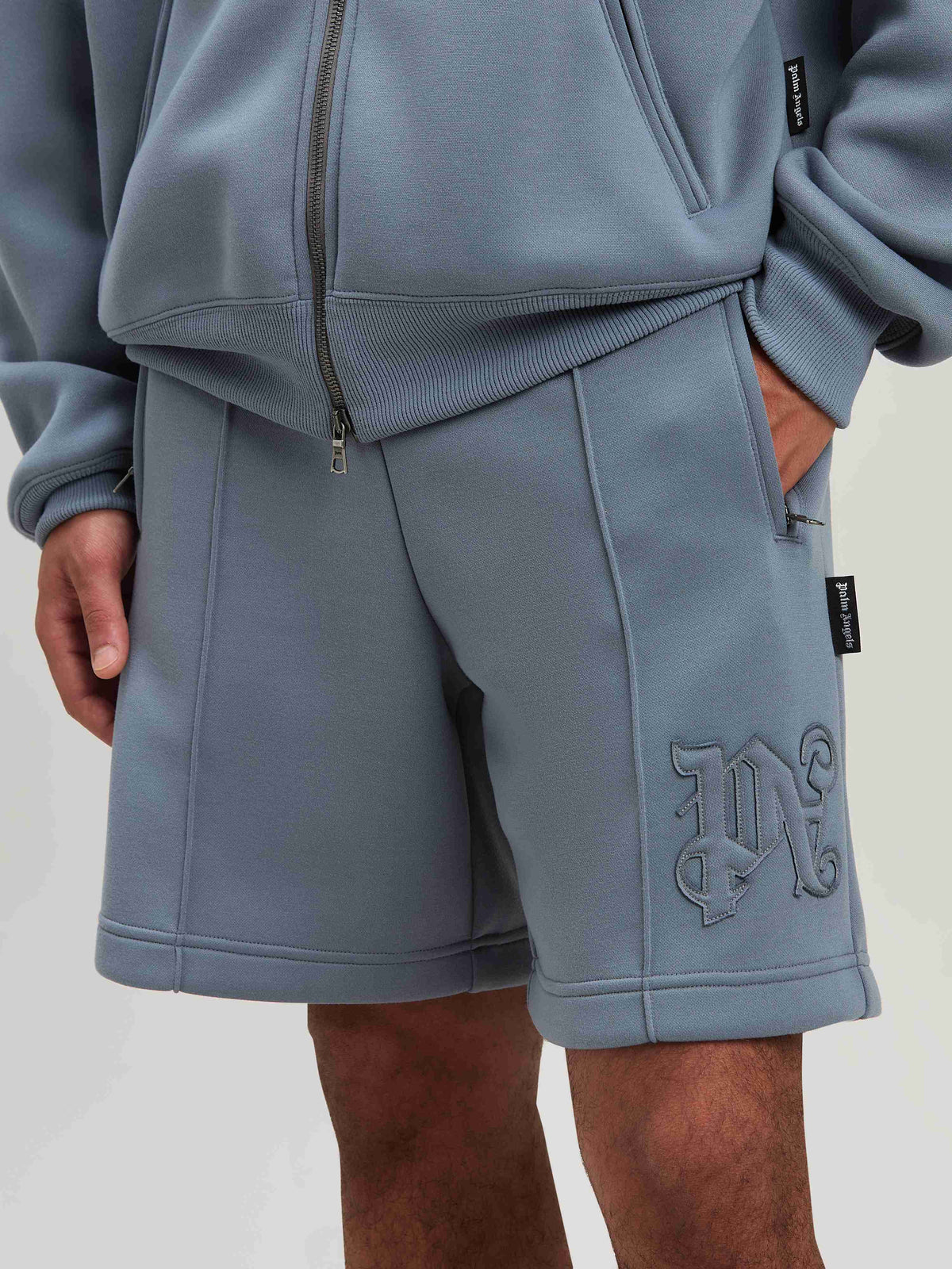 PALM ANGELS  MONOGRAM NEOPRENE SHORTS GREY - GREY PMCI024S25FAB001