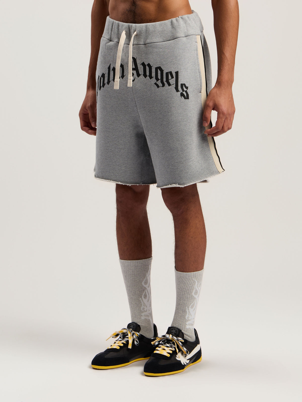 PALM ANGELS  GREY MELANGE - BLACK PMCI026F25FLE001