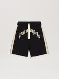 PALM ANGELS  CURVED LOGO TRACK SWEATSHORTS BLACK - IV BLACK - IVORY PMCI026S25FLE001