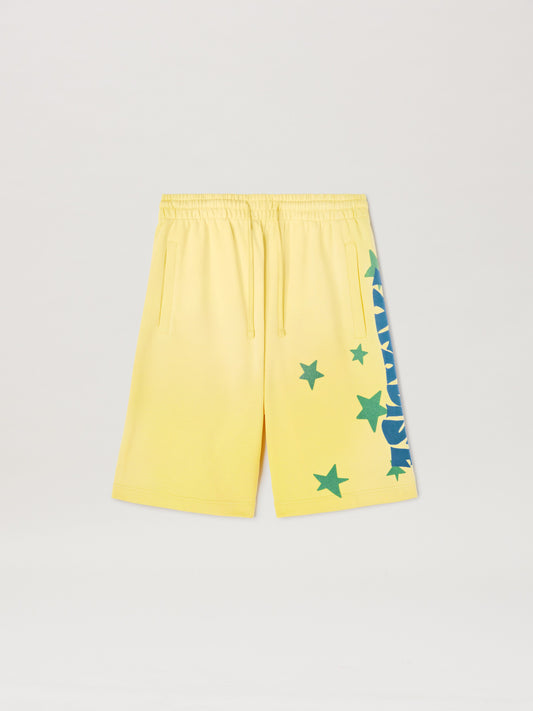 PALM ANGELS  PARADISE PALM SWEATSHORTS YELLOW - BLUE PMCI027S25FLE001