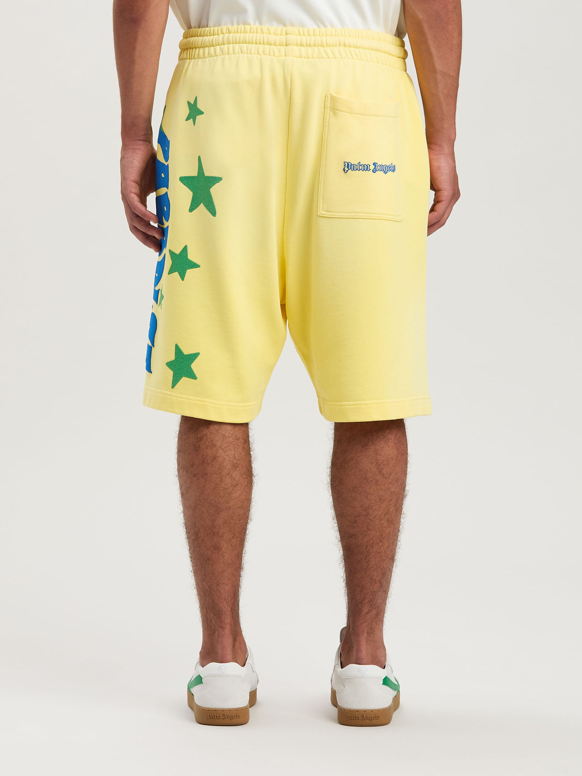 PALM ANGELS  PARADISE PALM SWEATSHORTS YELLOW - BLUE PMCI027S25FLE001