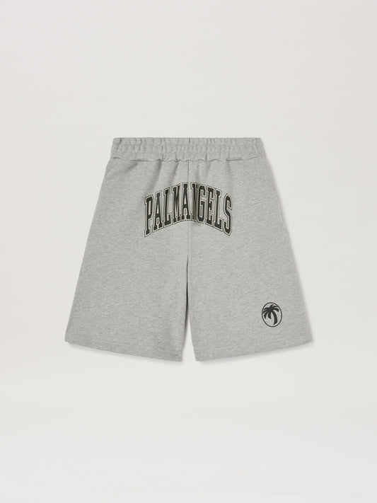 PALM ANGELS  M COLLEGE PALM SWEATSHORTS GREY MELANGE GREY MELANGE - BLACK PMCI028S25FLE001