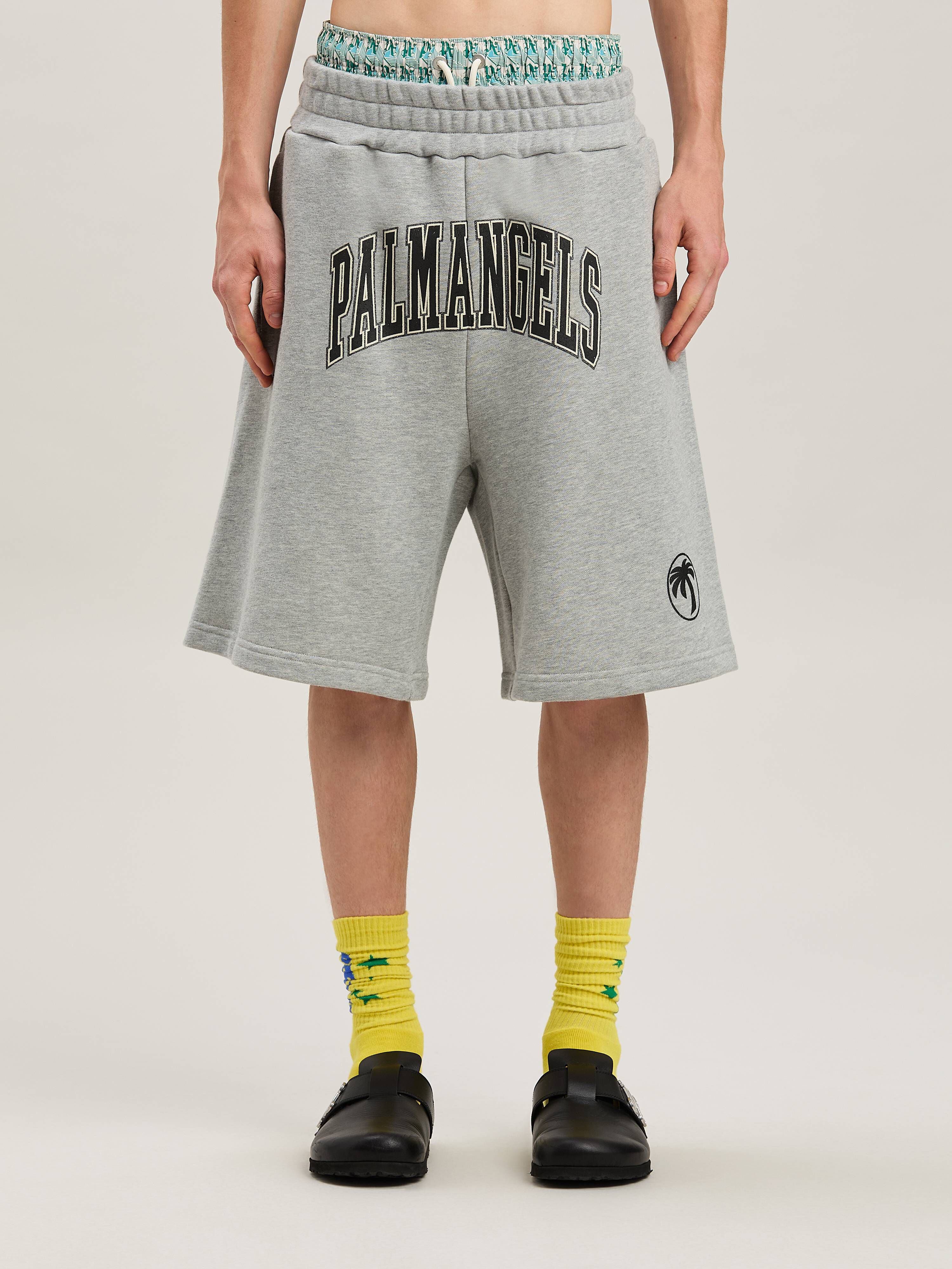 PALM ANGELS  M COLLEGE PALM SWEATSHORTS GREY MELANGE GREY MELANGE - BLACK PMCI028S25FLE001
