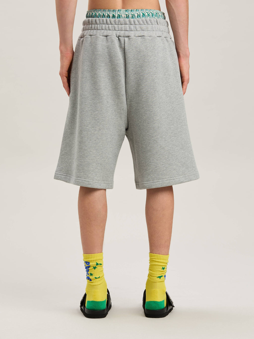 PALM ANGELS  M COLLEGE PALM SWEATSHORTS GREY MELANGE GREY MELANGE - BLACK PMCI028S25FLE001
