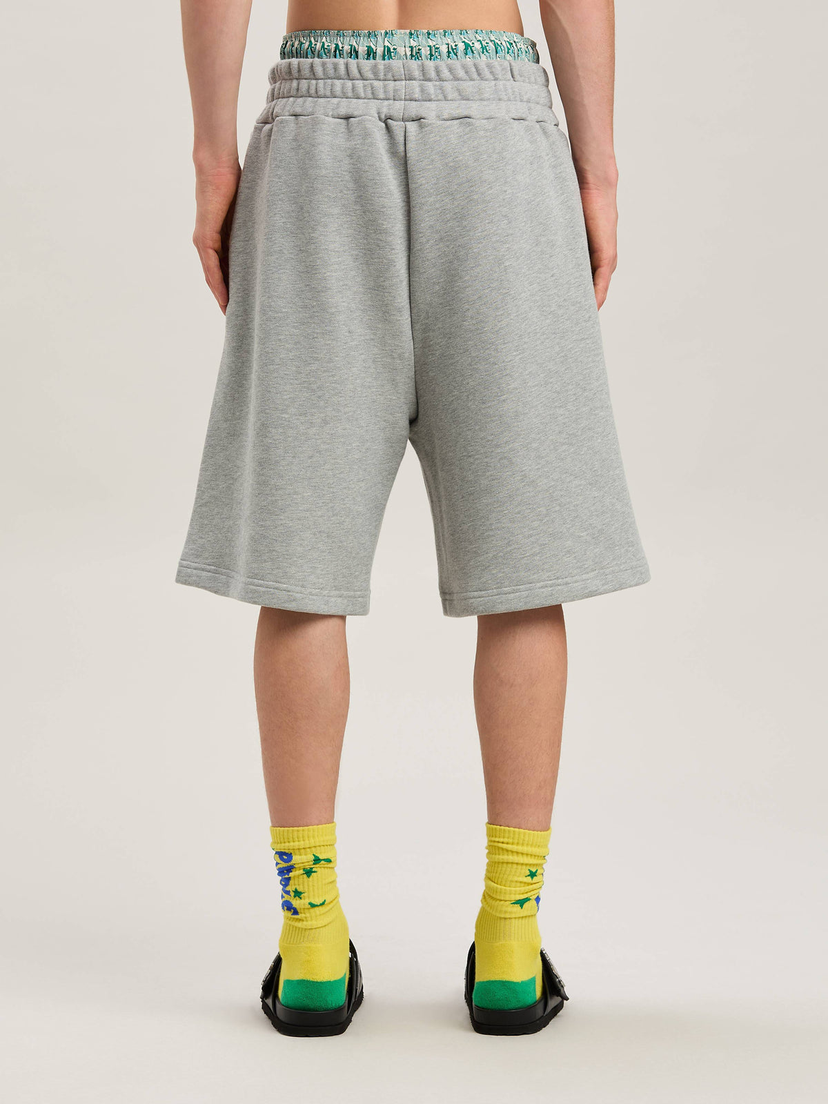 PALM ANGELS  M COLLEGE PALM SWEATSHORTS GREY MELANGE GREY MELANGE - BLACK PMCI028S25FLE001