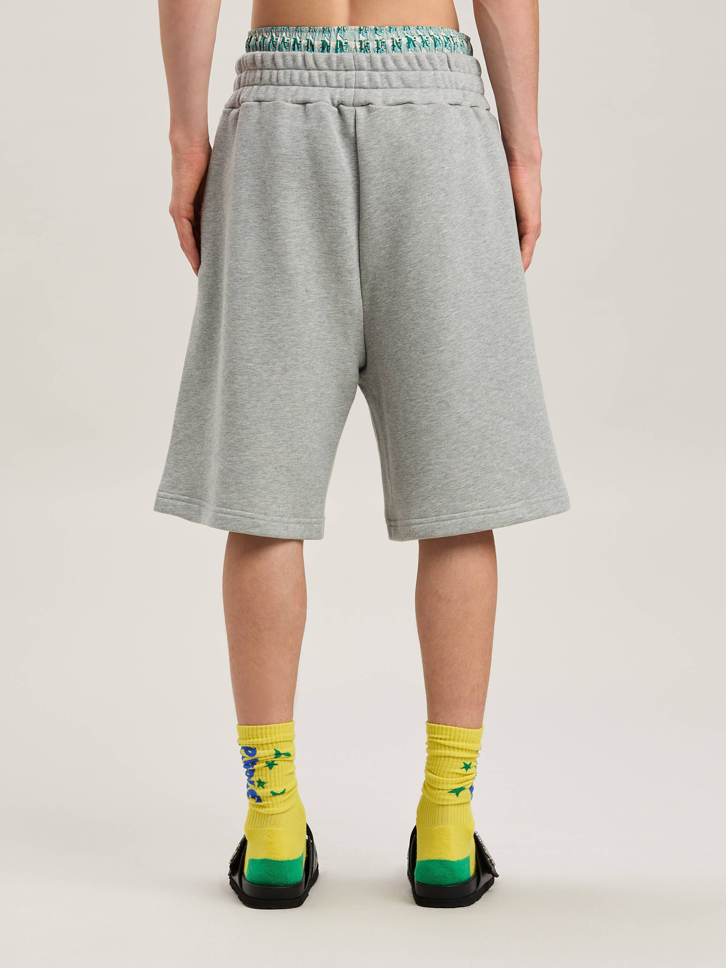 PALM ANGELS  M COLLEGE PALM SWEATSHORTS GREY MELANGE GREY MELANGE - BLACK PMCI028S25FLE001