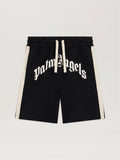 PALM ANGELS Curved Logo Track Sweatshorts BLACK OFF WHITE PMCI02DS26FLE001