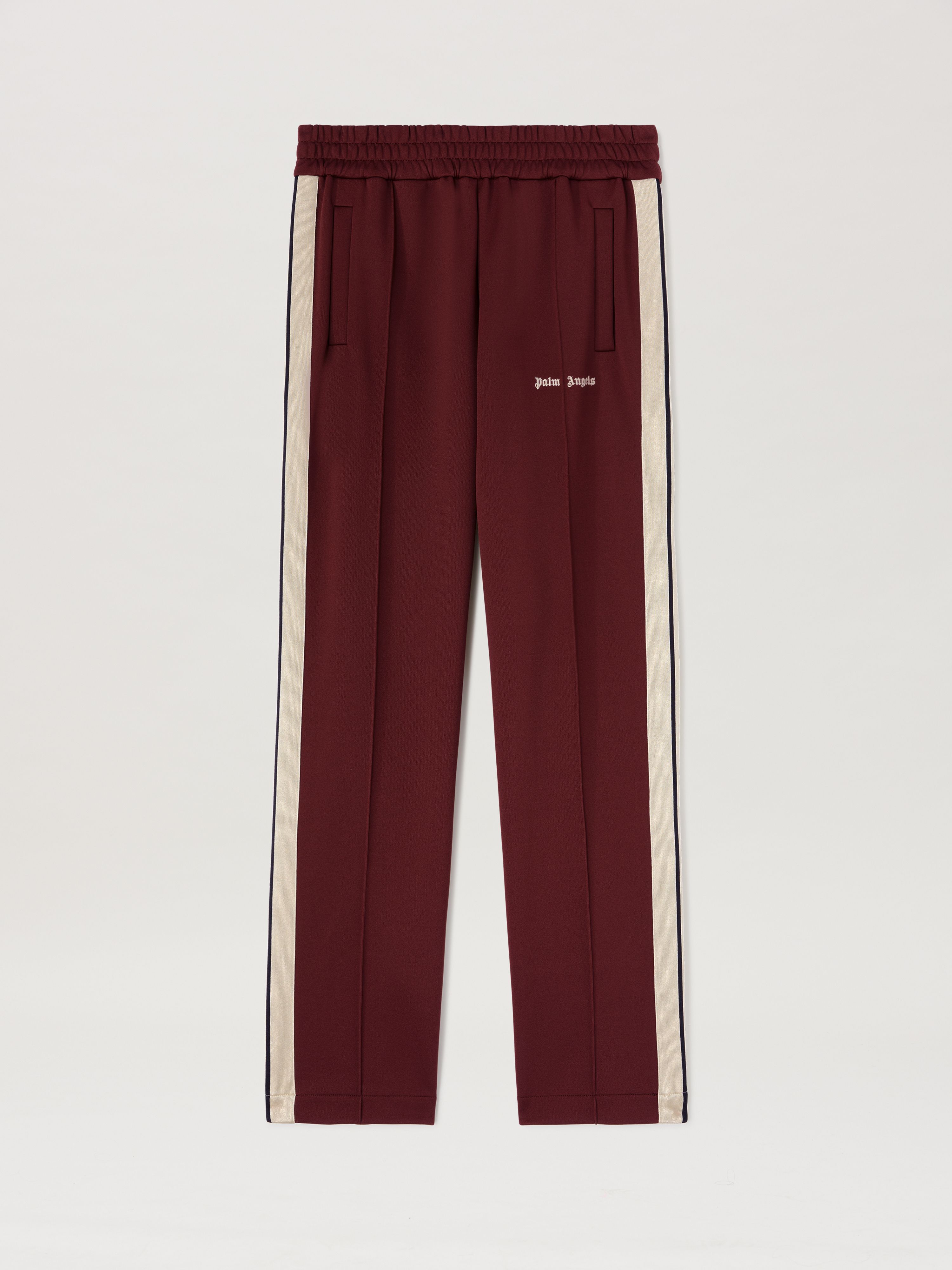PALM ANGELS  CLASSIC LOGO TRACK PANTS BURGUNDY - OFF BURGUNDY - OFF WHITE PMCJ020S25FAB001
