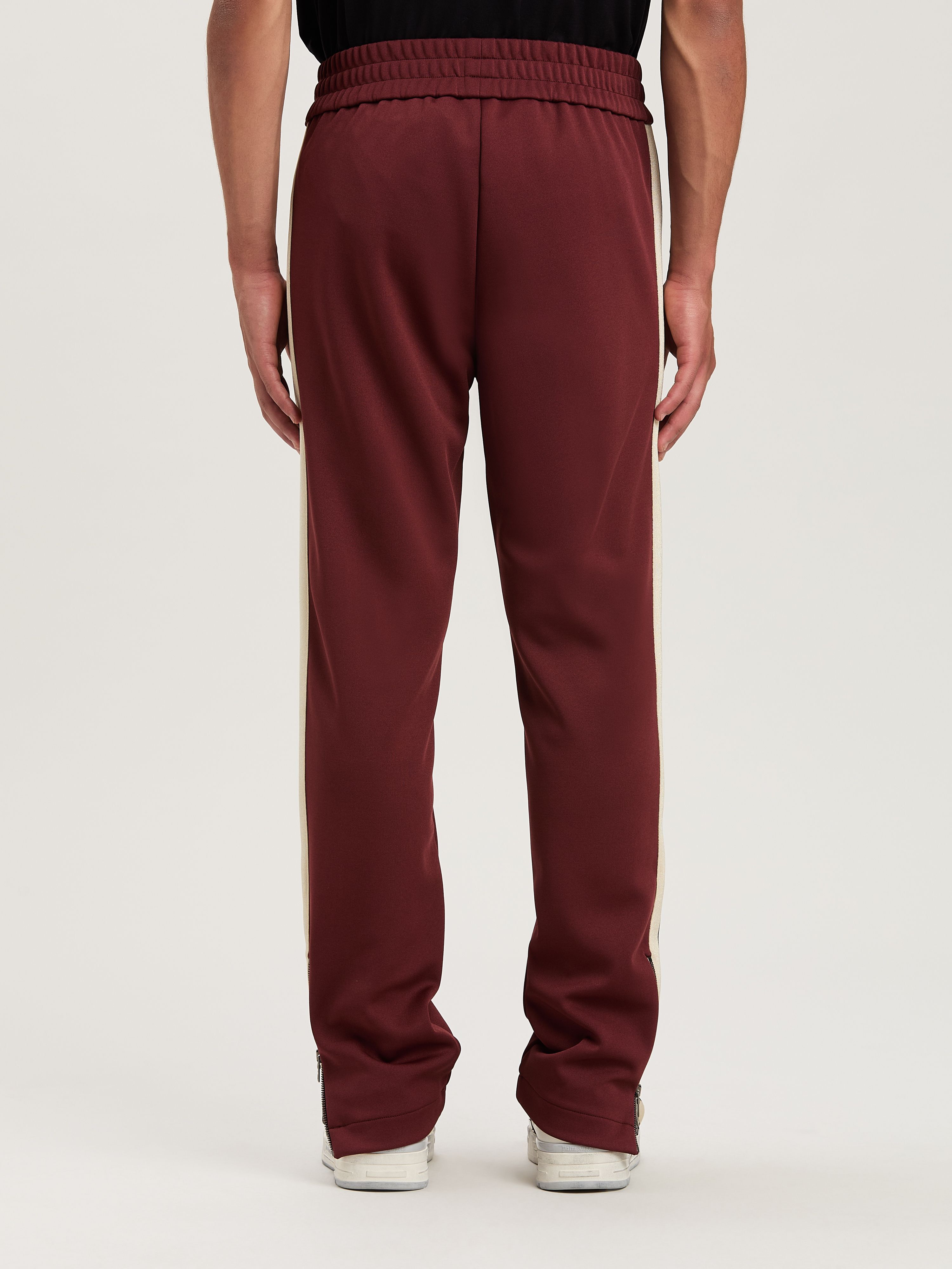 PALM ANGELS  CLASSIC LOGO TRACK PANTS BURGUNDY - OFF BURGUNDY - OFF WHITE PMCJ020S25FAB001