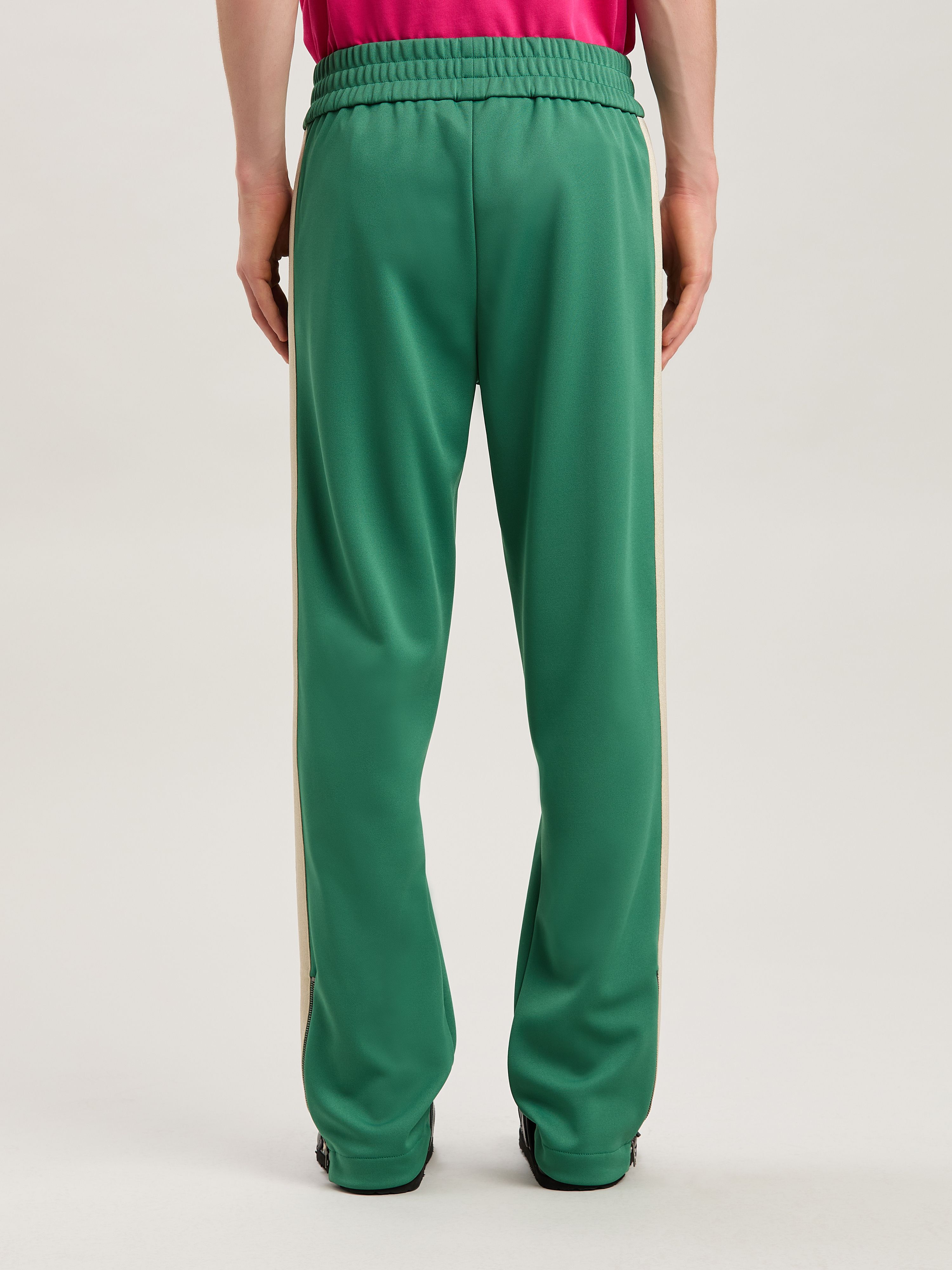 PALM ANGELS  CLASSIC LOGO TRACK PANTS FOREST GREEN - FOREST GREEN - OFF WHITE PMCJ020S25FAB001