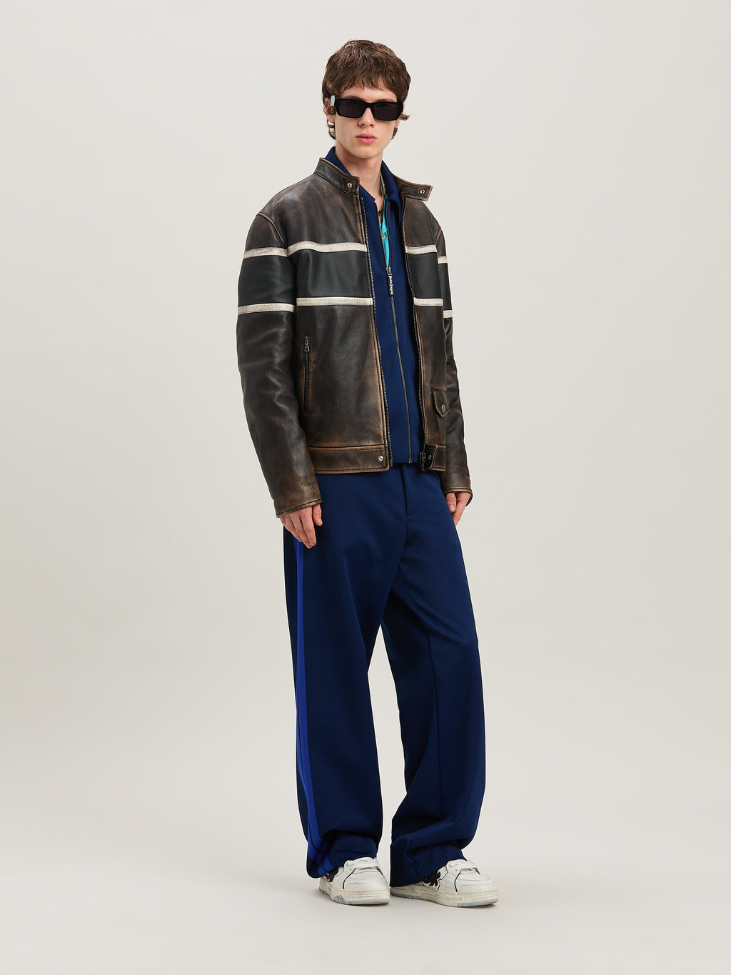 PALM ANGELS  SUIT TRACK PANTS NAVY BLUE - BLUE PMCJ044S25FAB001