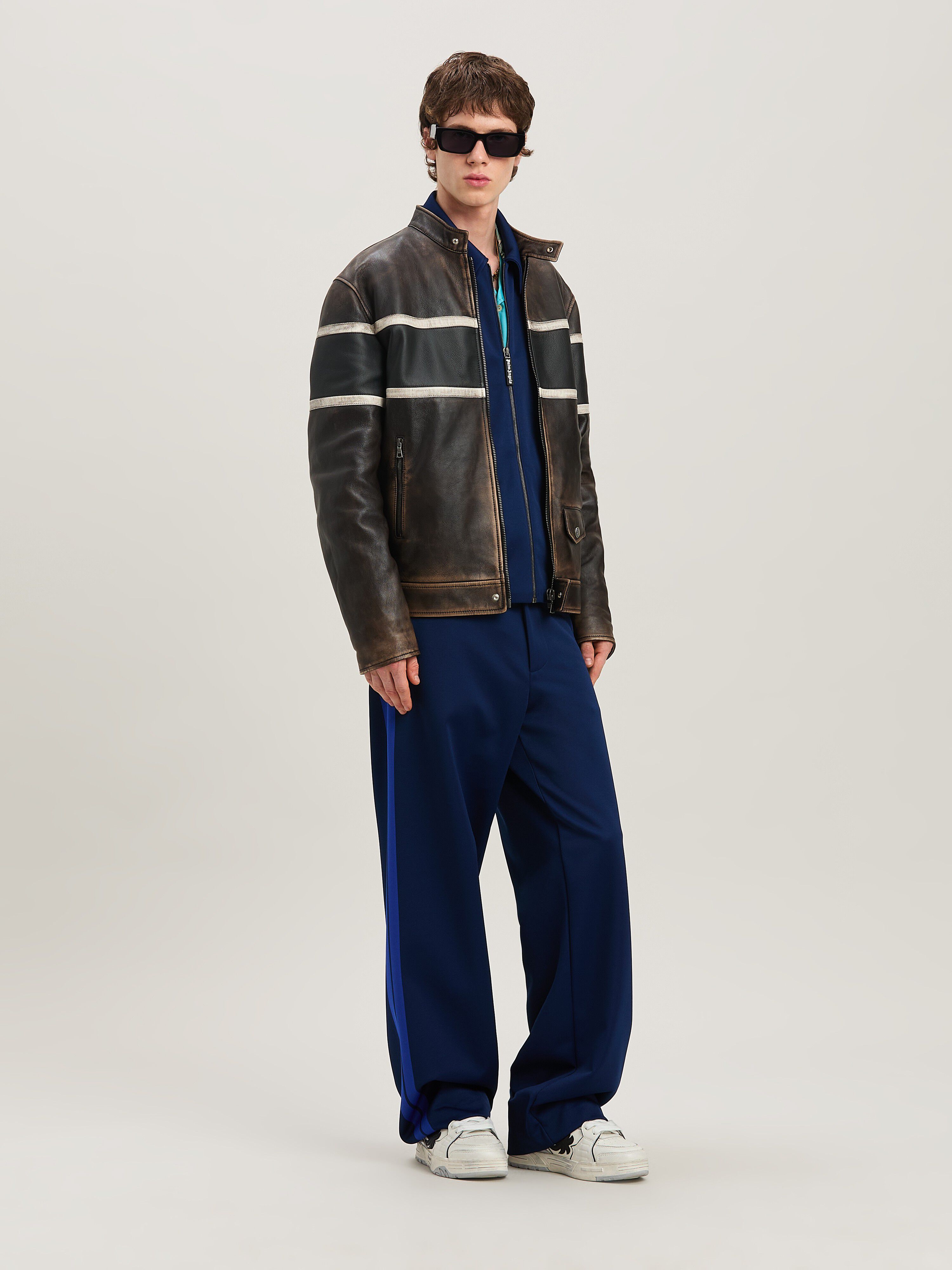 PALM ANGELS  SUIT TRACK PANTS NAVY BLUE - BLUE PMCJ044S25FAB001