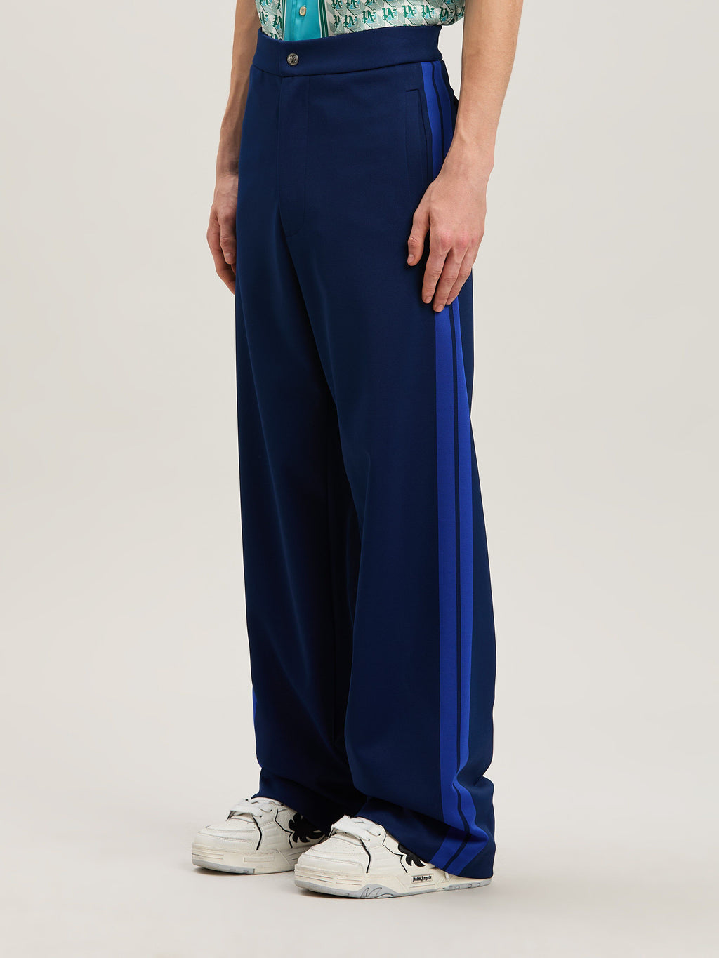 PALM ANGELS  SUIT TRACK PANTS NAVY BLUE - BLUE PMCJ044S25FAB001