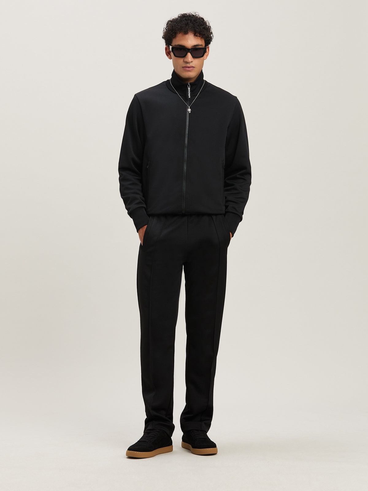 PALM ANGELS  BACK CURVED LOGO TRACK PANTS BLACK - OFF BLACK - OFF WHITE PMCJ048S25FAB001