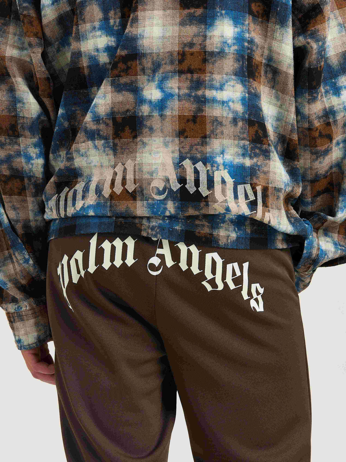 PALM ANGELS  BACK CURVED LOGO TRACK PANTS VINTAGE BLA VINTAGE BLACK - OFF WHITE PMCJ048S25FAB001