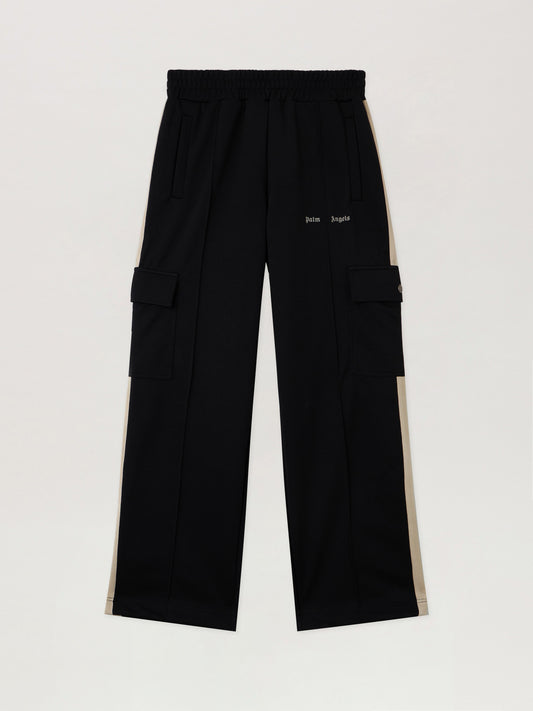 PALM ANGELS Classic Logo Cargo Track Pant BLACK - OFF WHITE PMCJ04BF25FAB001