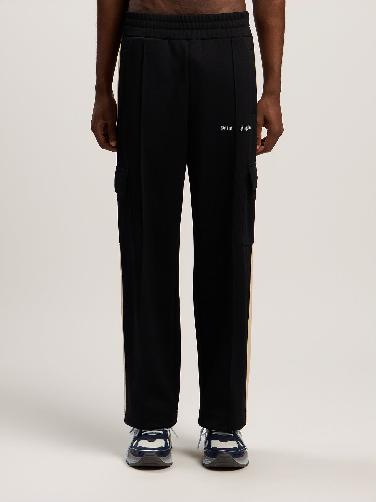 PALM ANGELS Classic Logo Cargo Track Pant BLACK - OFF WHITE PMCJ04BF25FAB001