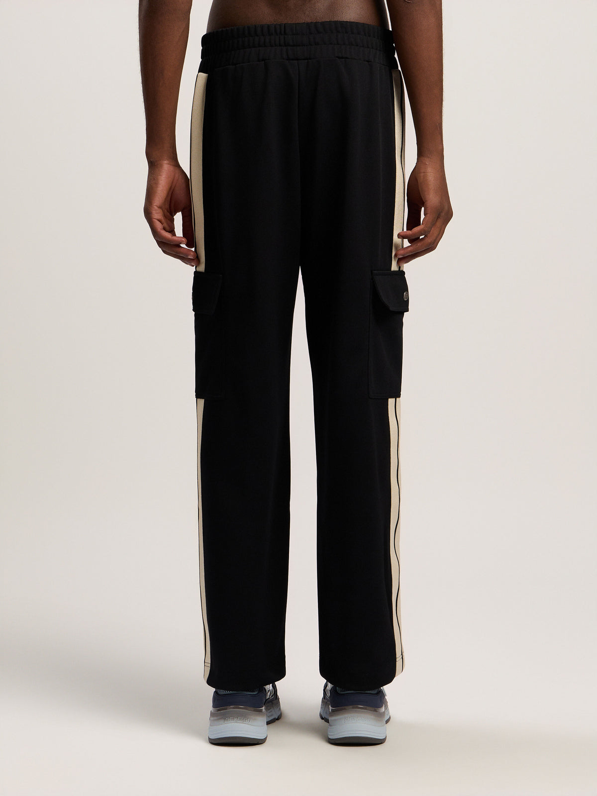 PALM ANGELS Classic Logo Cargo Track Pant BLACK - OFF WHITE PMCJ04BF25FAB001