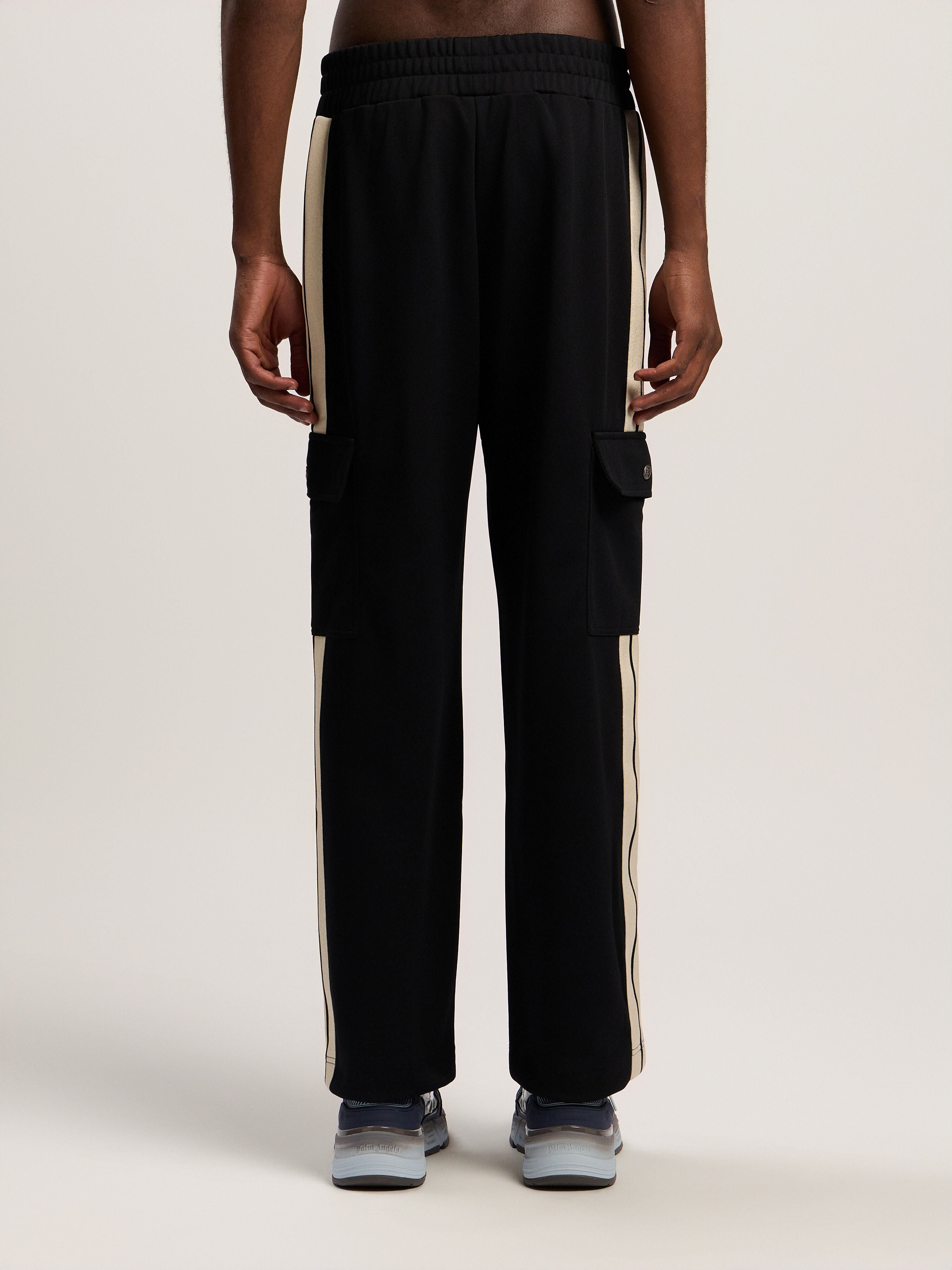 PALM ANGELS Classic Logo Cargo Track Pant BLACK - OFF WHITE PMCJ04BF25FAB001