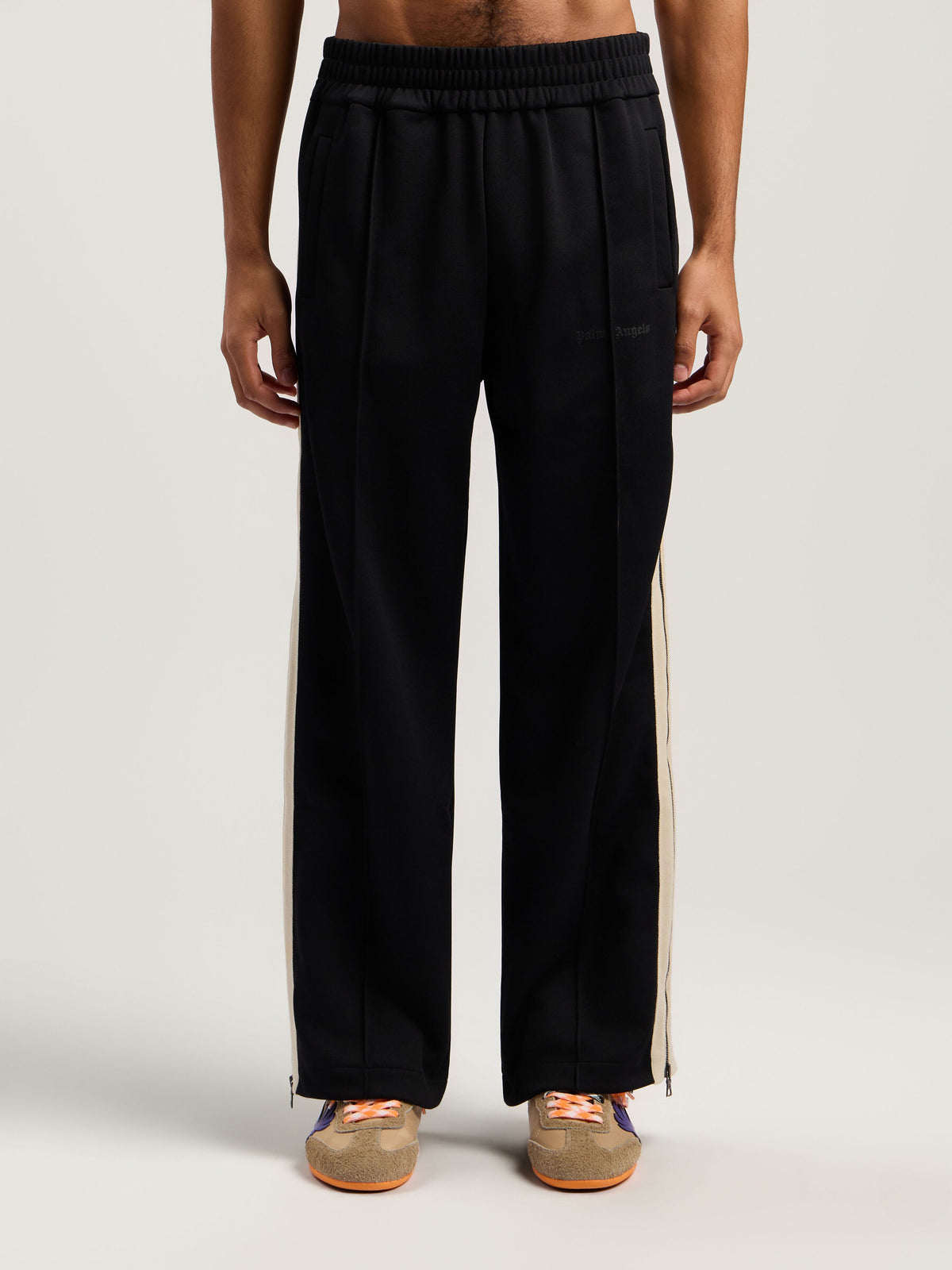 PALM ANGELS Performance Zip-Up Track Pants BLACK - ORANGE PMCJ04EF25FAB001