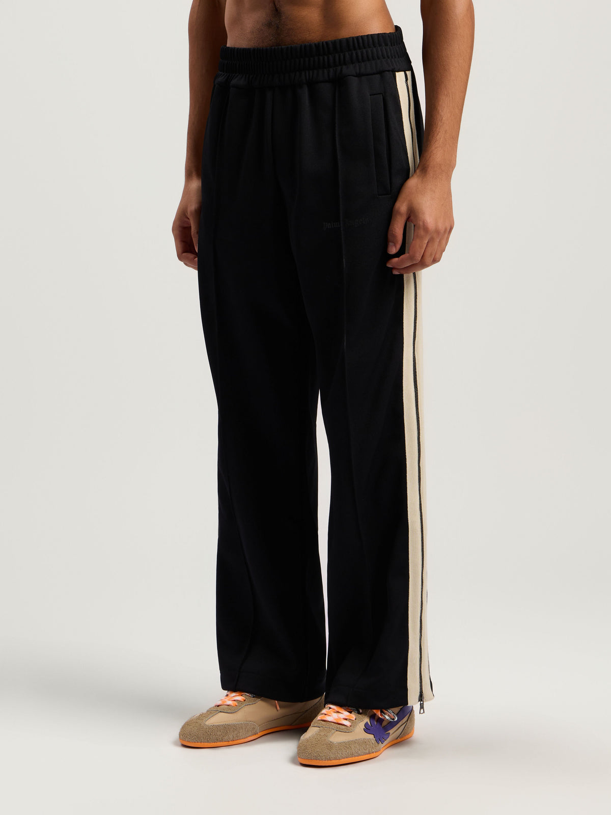 PALM ANGELS Performance Zip-Up Track Pants BLACK - ORANGE PMCJ04EF25FAB001