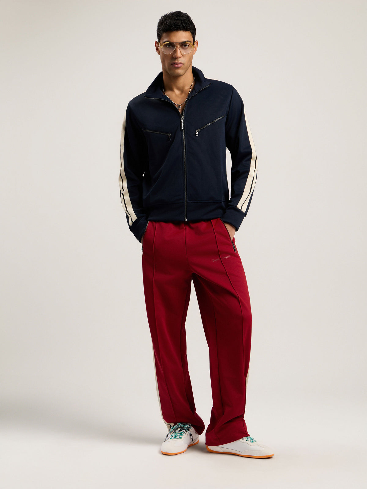 PALM ANGELS Classic Logo Zip-Up Track Pants RED - OFF WHITE PMCJ04HF25FAB001