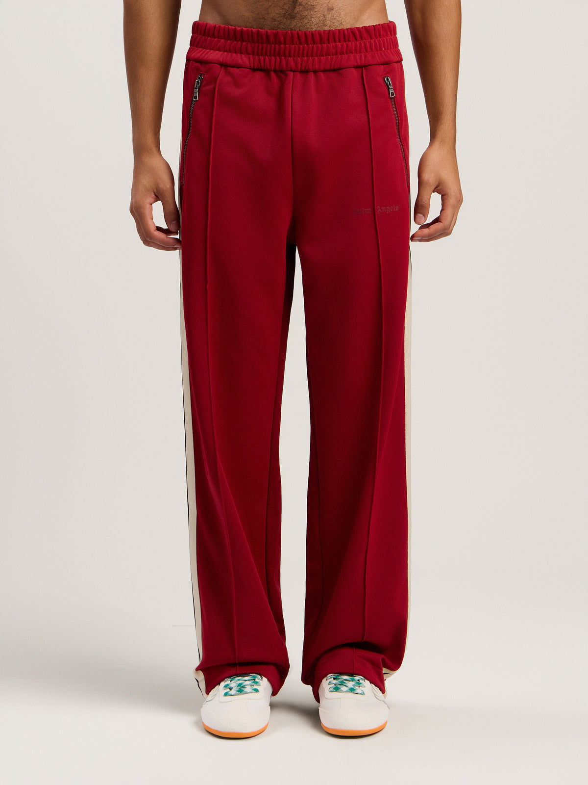 PALM ANGELS Classic Logo Zip-Up Track Pants RED - OFF WHITE PMCJ04HF25FAB001