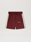 PALM ANGELS  CLASSIC LOGO TRACK SHORTS BURGUNDY - OFF BURGUNDY - OFF WHITE PMCL004S25FAB001