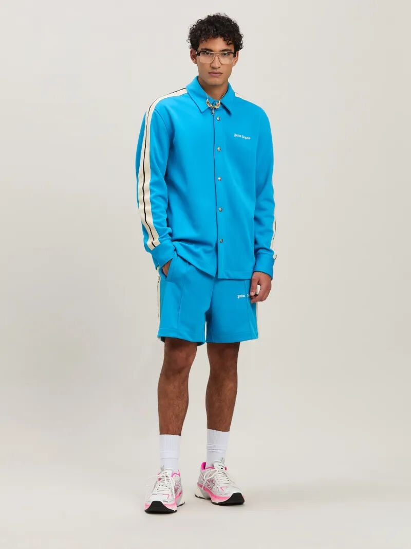 PALM ANGELS  CLASSIC LOGO TRACK SHORTS LIGHT BLUE - O LIGHT BLUE - OFF WHITE PMCL004S25FAB001