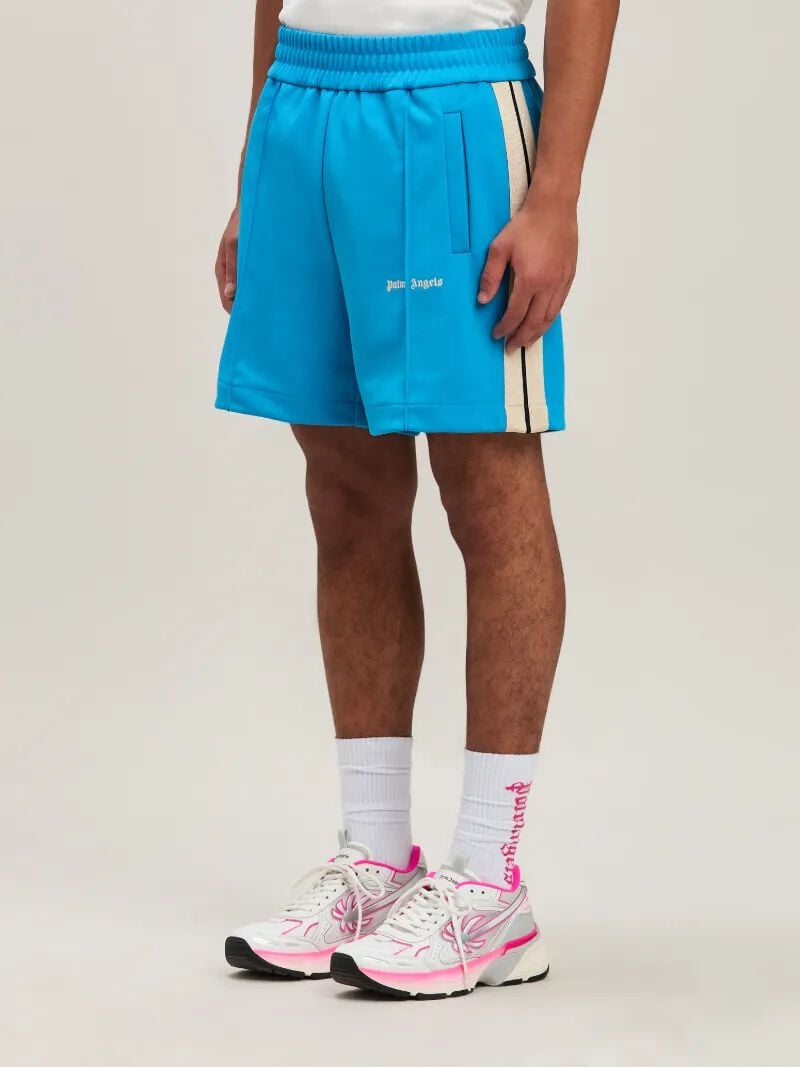 PALM ANGELS  CLASSIC LOGO TRACK SHORTS LIGHT BLUE - O LIGHT BLUE - OFF WHITE PMCL004S25FAB001