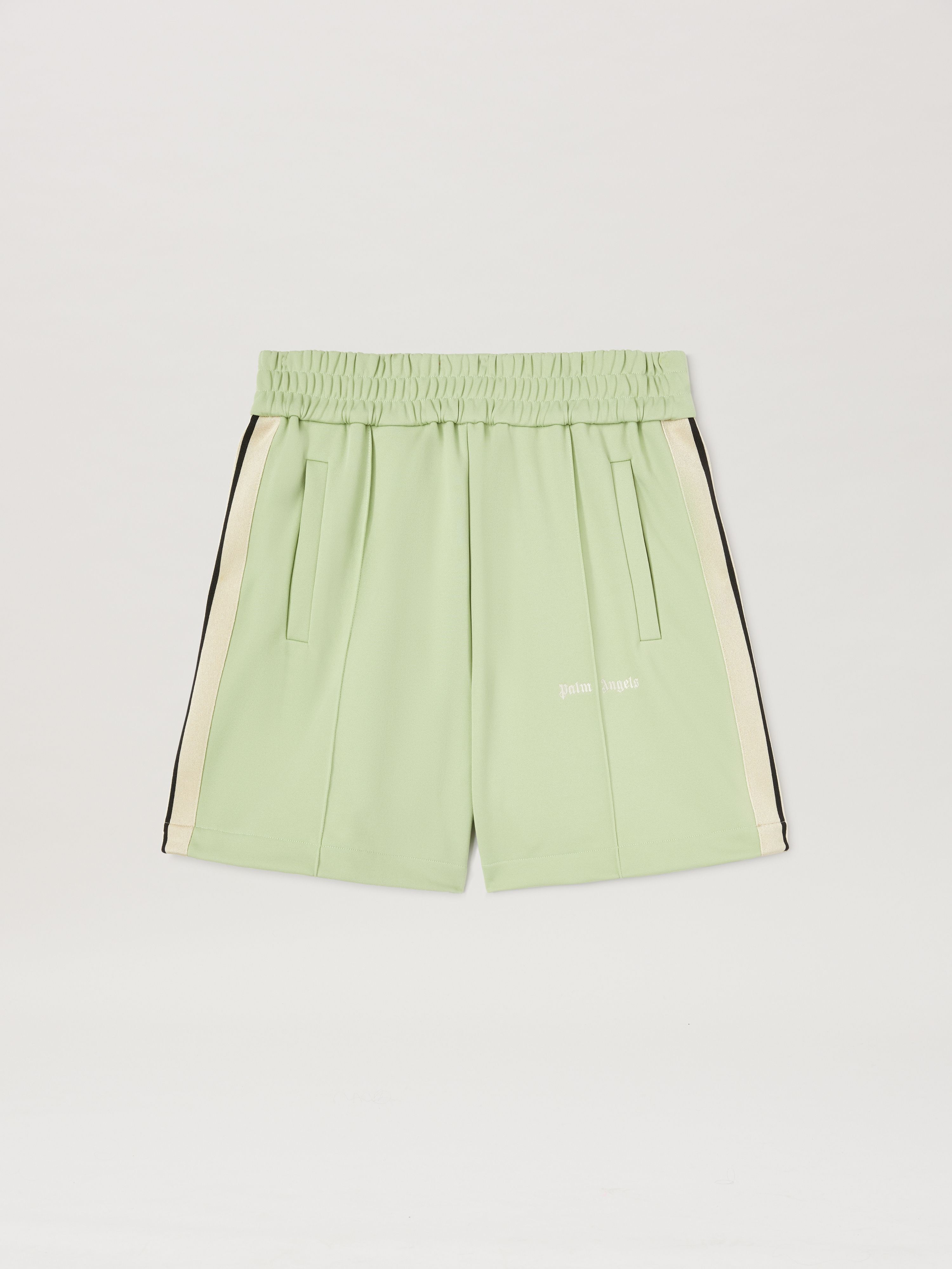 PALM ANGELS  CLASSIC LOGO TRACK SHORTS SAGE - OFF WHI SAGE - OFF WHITE PMCL004S25FAB001