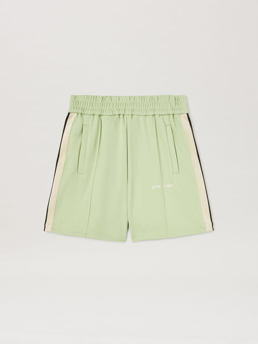 PALM ANGELS  CLASSIC LOGO TRACK SHORTS SAGE - OFF WHI SAGE - OFF WHITE PMCL004S25FAB001