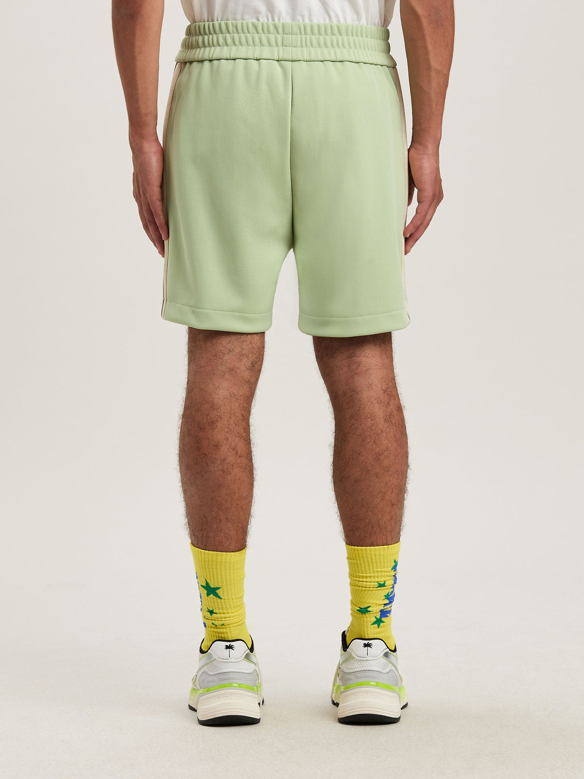 PALM ANGELS  CLASSIC LOGO TRACK SHORTS SAGE - OFF WHI SAGE - OFF WHITE PMCL004S25FAB001