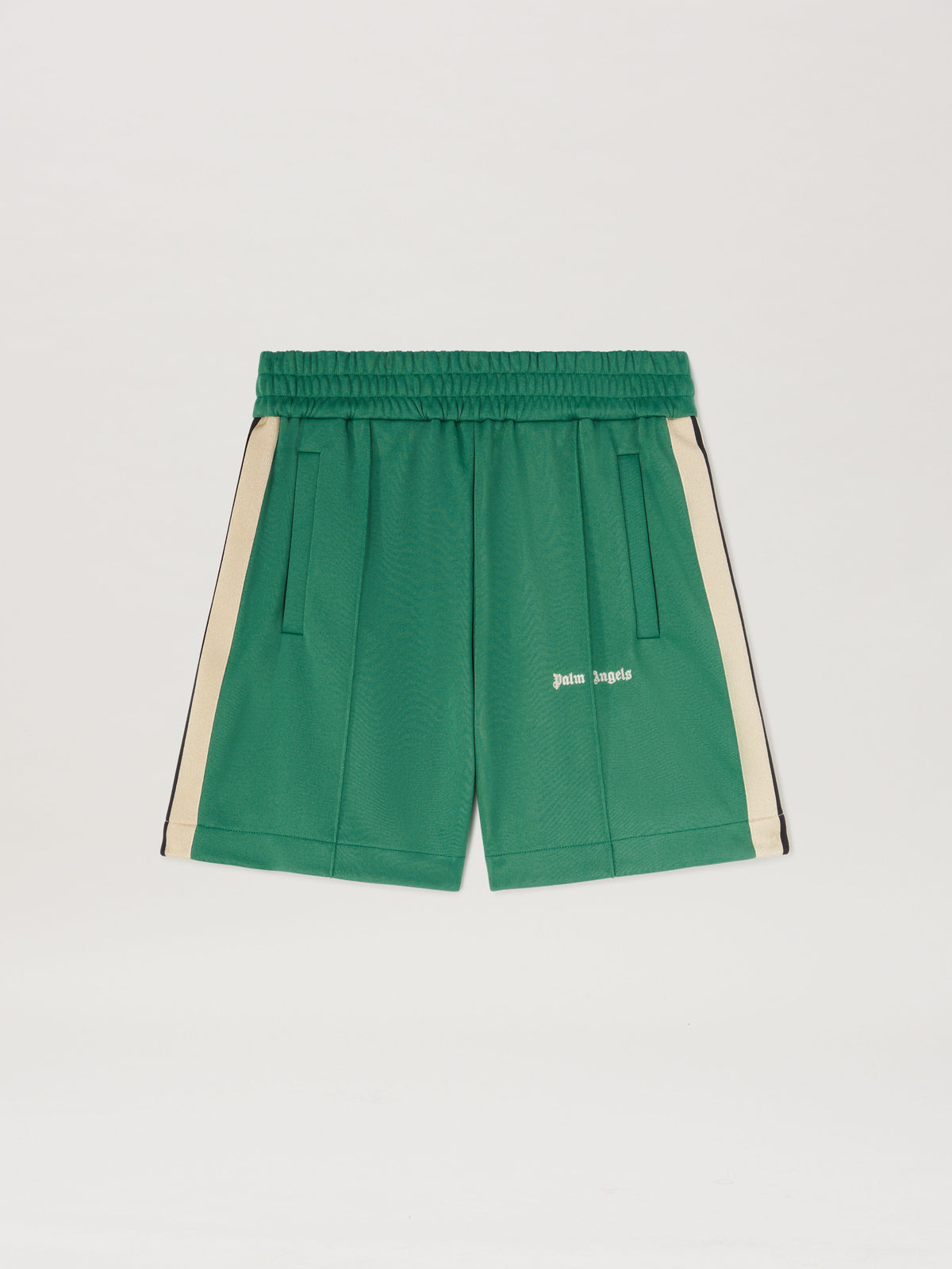 PALM ANGELS  CLASSIC LOGO TRACK SHORTS FOREST GREEN - FOREST GREEN - OFF WHITE PMCL004S25FAB001