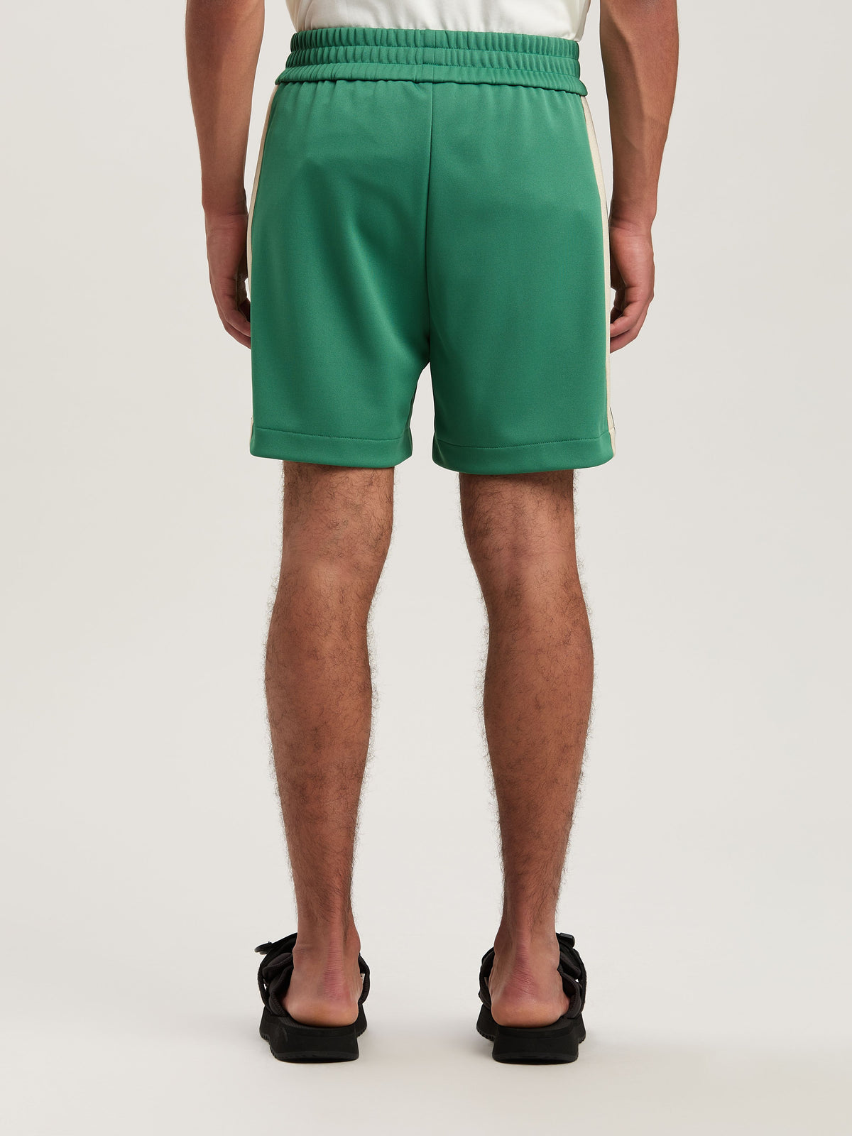 PALM ANGELS  CLASSIC LOGO TRACK SHORTS FOREST GREEN - FOREST GREEN - OFF WHITE PMCL004S25FAB001