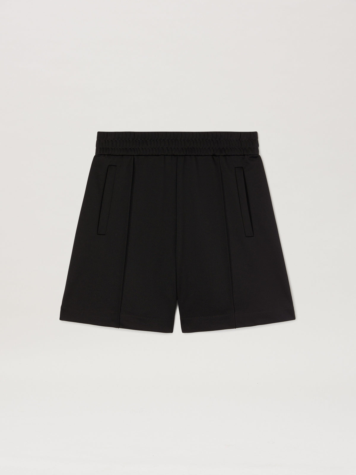 PALM ANGELS  BACK CURVED LOGO TRACK SHORTS BLACK - OF BLACK - OFF WHITE PMCL008S25FAB001