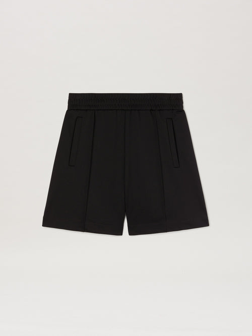 PALM ANGELS  BACK CURVED LOGO TRACK SHORTS BLACK - OF BLACK - OFF WHITE PMCL008S25FAB001