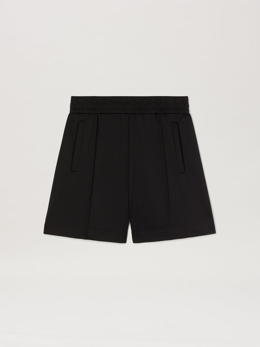 PALM ANGELS  BACK CURVED LOGO TRACK SHORTS BLACK - OF BLACK - OFF WHITE PMCL008S25FAB001