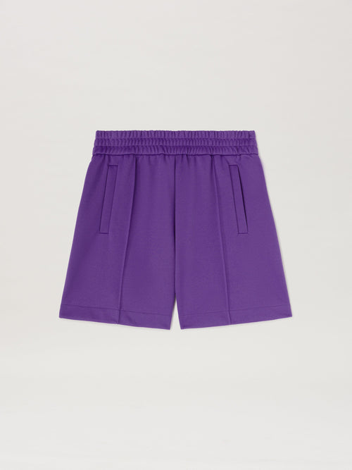 PALM ANGELS  BACK CURVED LOGO TRACK SHORTS PURPLE - O PURPLE - OFF WHITE PMCL008S25FAB001
