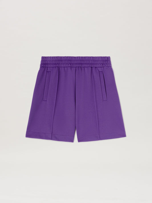 PALM ANGELS  BACK CURVED LOGO TRACK SHORTS PURPLE - O PURPLE - OFF WHITE PMCL008S25FAB001