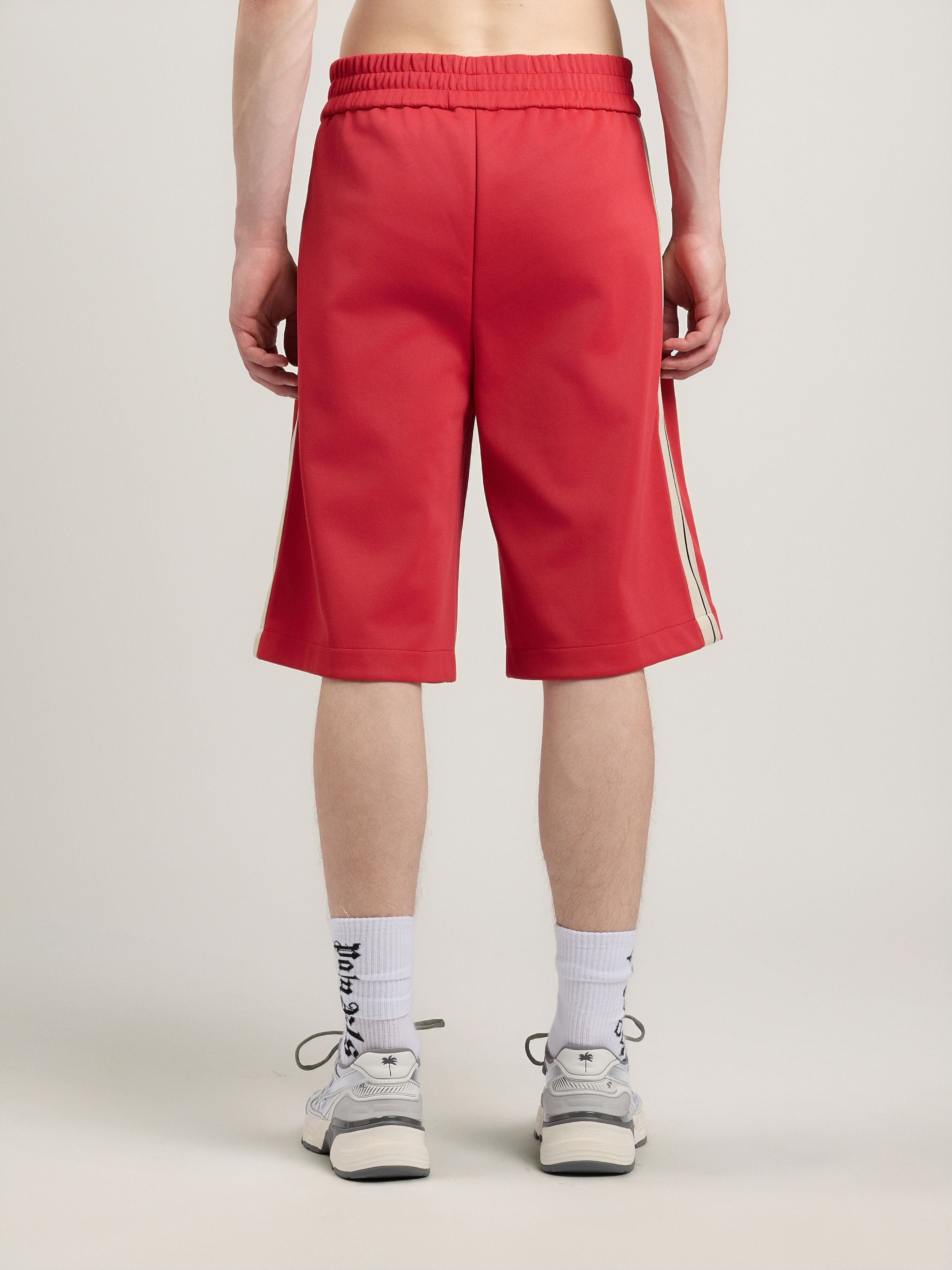 PALM ANGELS Classic Logo Vintage Track Shorts RED OFF WHITE PMCL00CS26FAB001