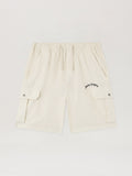 PALM ANGELS Curved Logo Loose Cargo Shorts OFF WHITE BLACK PMCS012S26FAB002